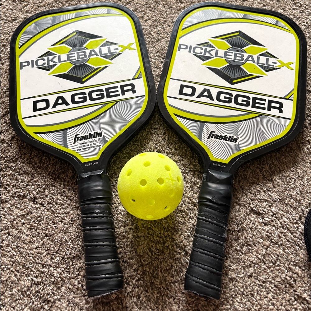 Pickleball paddles and ball